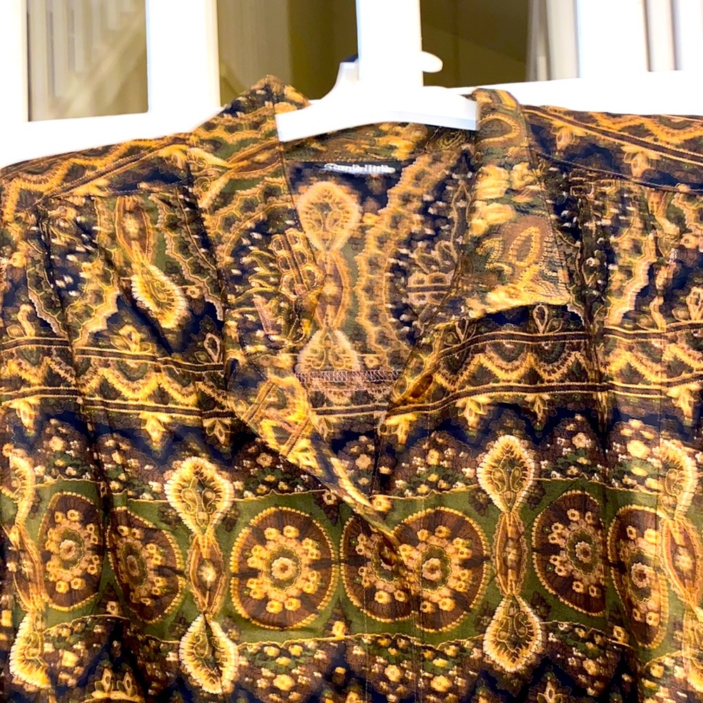Carole Little Size 12 Womens Paisley Long Sleeve Dressy Shirt